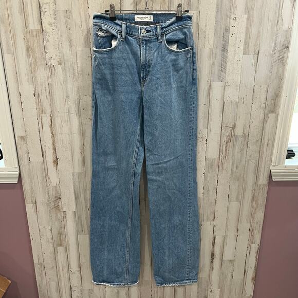 Abercrombie & Fitch The 90s Relaxed Jean High Rise Womens Size 0 Extra Long - Picture 1 of 7